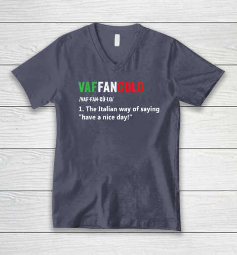 Vaffanculo Italy Slang Gag Gift Siclian Funny Italian V-Neck T-Shirt 6