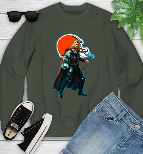 NFL Thor Avengers Endgame Football Cleveland Browns Youth Sweatshirt 10