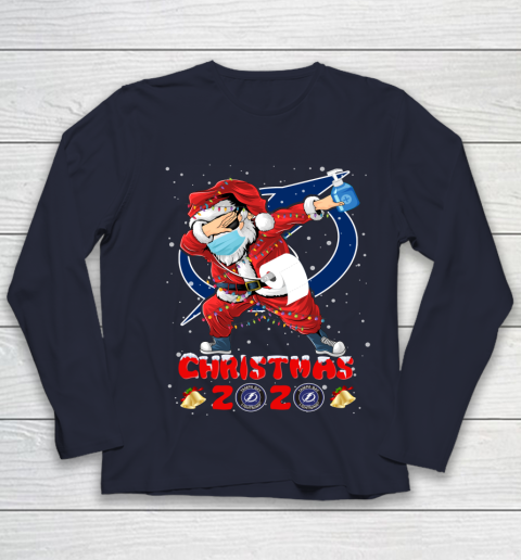 Tampa Bay Lightning Funny Santa Claus Dabbing Christmas 2020 NHL Youth Long Sleeve 2