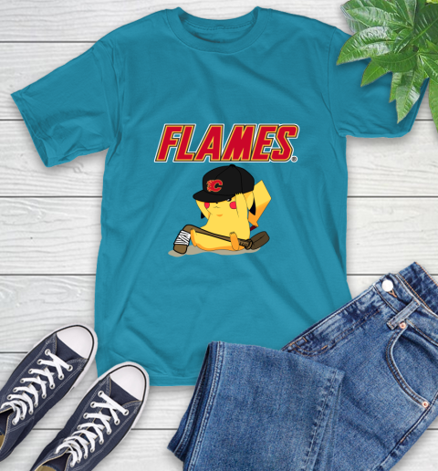 NHL Pikachu Hockey Sports Calgary Flames T-Shirt 8