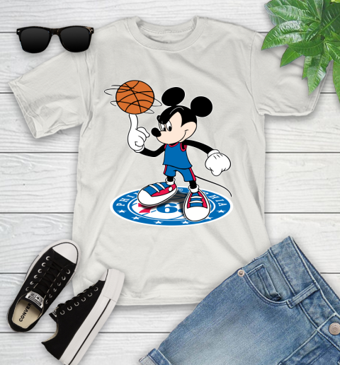 NBA Basketball Philadelphia 76ers Cheerful Mickey Disney Shirt Youth T-Shirt 12