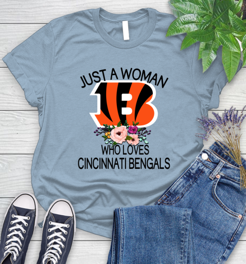 NFL Just A Woman Who Loves Cincinnati Bengals Football Sports Women's T-Shirt 6