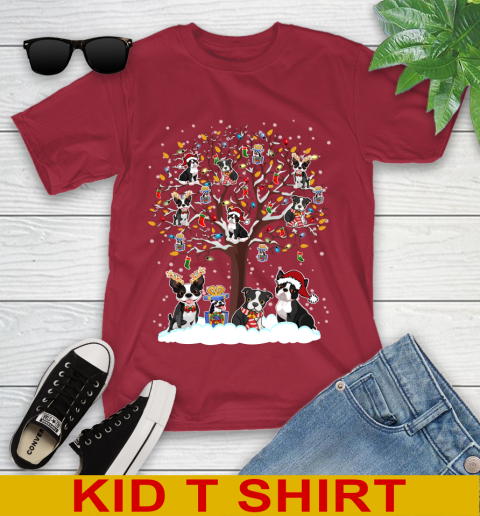 Boston terrier dog pet lover light christmas tree shirt 108