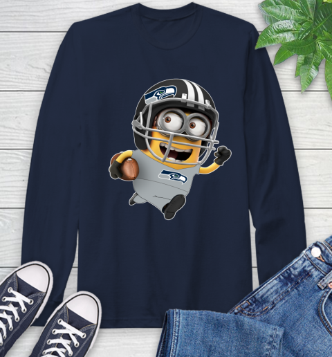 NFL Seattle Seahawks Minions Disney Football Sports Long Sleeve T-Shirt 4