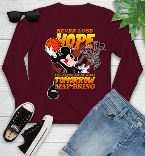 San Antonio Spurs NBA Basketball Mickey Disney Never Lose Hope Youth Long Sleeve 6