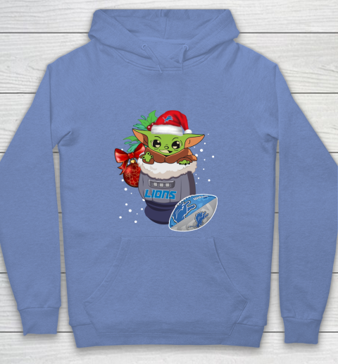 Detroit Lions Christmas Baby Yoda Star Wars Funny Happy NFL Youth Hoodie 10