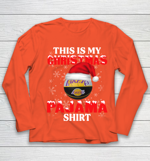 Los Angeles Lakers This Is My Christmas Pajama Shirt NBA Youth Long Sleeve 3