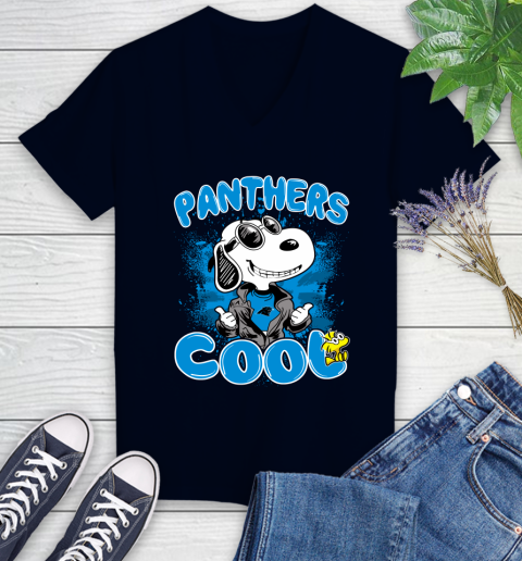 NFL Football Carolina Panthers Cool Snoopy Shirt Women's V-Neck T-Shirt 2