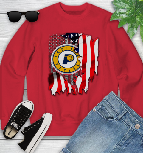 Indiana Pacers NBA Basketball American Flag Youth Sweatshirt 8