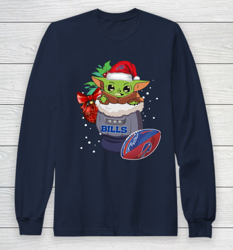 Buffalo Bills Christmas Baby Yoda Star Wars Funny Happy NFL Long Sleeve T-Shirt 4