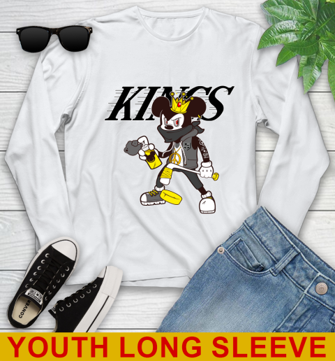 Los Angeles Kings NHL Hockey Mickey Peace Sign Sports Youth Long Sleeve