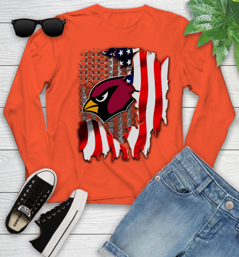 Arizona Cardinals NFL Football American Flag Youth Long Sleeve 3