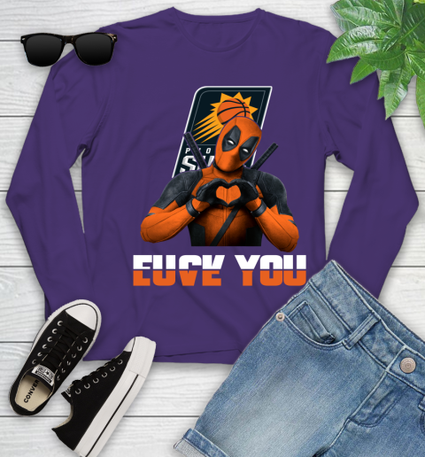 NBA Phoenix Suns Deadpool Love You Fuck You Basketball Sports Youth Long Sleeve 4