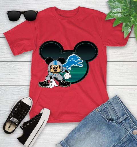 NFL Detroit Lions Mickey Mouse Disney Football T Shirt Youth T-Shirt 10