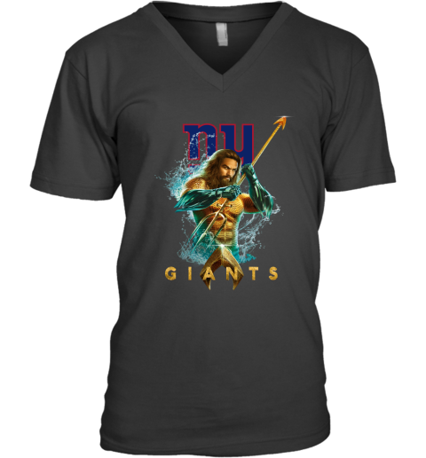 NFL New York Giants Aquaman DC Football Sports BX5TOIwnlsF v neck unisex 8 95 151514 front black
