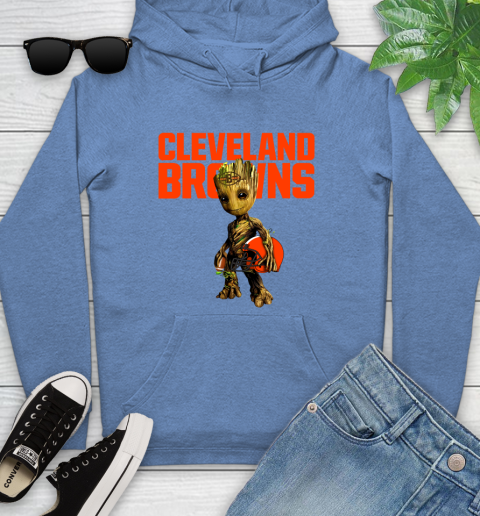 Cleveland Browns NFL Football Groot Marvel Guardians Of The Galaxy Youth Hoodie 12