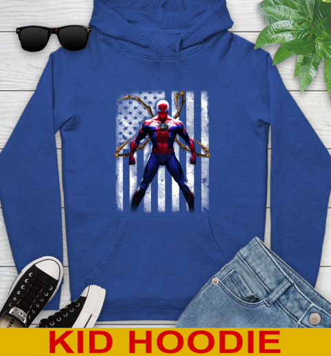 NFL Football Tennessee Titans Spider Man Avengers Marvel American Flag Shirt Youth Hoodie - Image 11