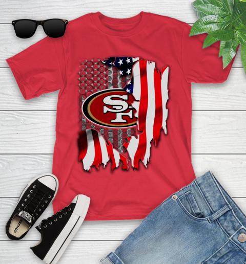 San Francisco 49ers NFL Football American Flag Youth T-Shirt 13