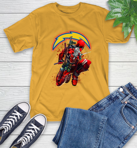 NFL Deadpool Marvel Comics Sports Football Los Angeles Chargers T-Shirt 3