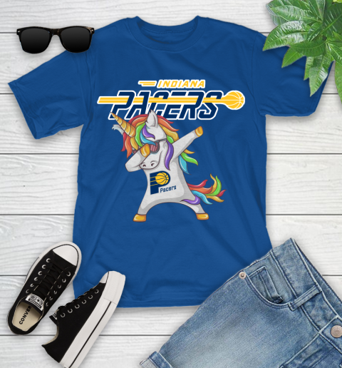 Indiana Pacers NBA Basketball Funny Unicorn Dabbing Sports Youth T-Shirt 9
