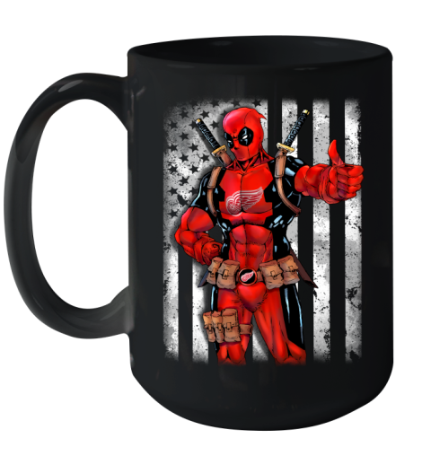 NHL Hockey Detroit Red Wings Deadpool American Flag Shirt Ceramic Mug 15oz