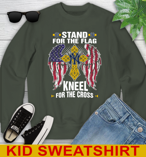 MLB Baseball New York Yankees Stand For Flag Kneel For The Cross Shirt Youth Sweatshirt 8