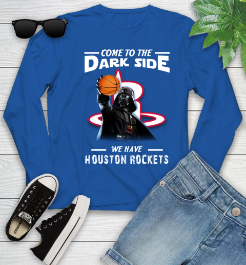 NBA Come To The Dark Side We Have Houston Rockets Star Wars Darth Vader Basketball Youth Long Sleeve 10