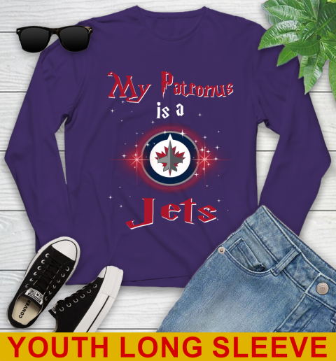 NHL Hockey Harry Potter My Patronus Is A Winnipeg Jets Youth Long Sleeve 5 NHL Hockey Harry Potter My Patronus Is A Winnipeg Jets Youth Long Sleeve - Image 5