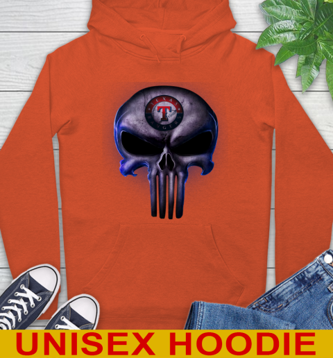 Texas Rangers MLB Baseball Punisher Skull Sports Hoodie - Image 5