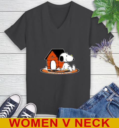 MLB Baseball Baltimore Orioles Snoopy The Peanuts Movie Shirt Women's V-Neck T-Shirt 9