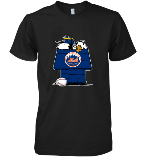New York Mets Snoopy And Woodstock Resting Together MLB Premium Men's T-Shirt
