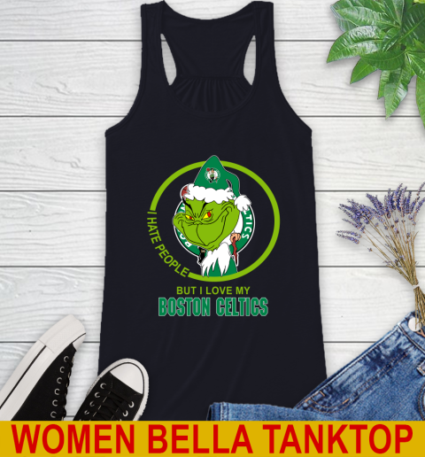 Boston Celtics NBA Christmas Grinch I Hate People But I Love My Favorite Basketball Team Racerback Tank 10