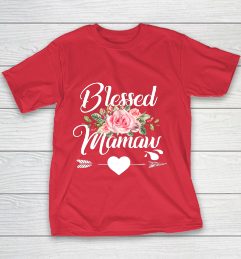 Blessed Mamaw Thanksgiving Christmas Floral Gift For Grandma Youth T-Shirt 7