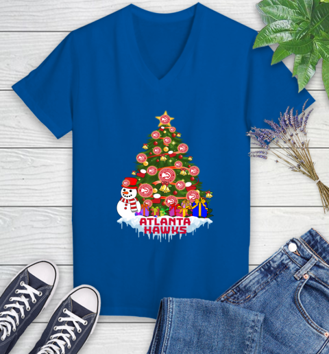 Atlanta Hawks Merry Christmas NBA Basketball Sports Women's V-Neck T-Shirt 10