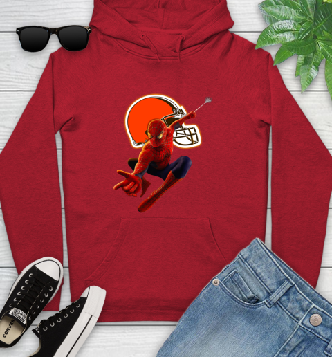 NFL Spider Man Avengers Endgame Football Cleveland Browns Youth Hoodie 11
