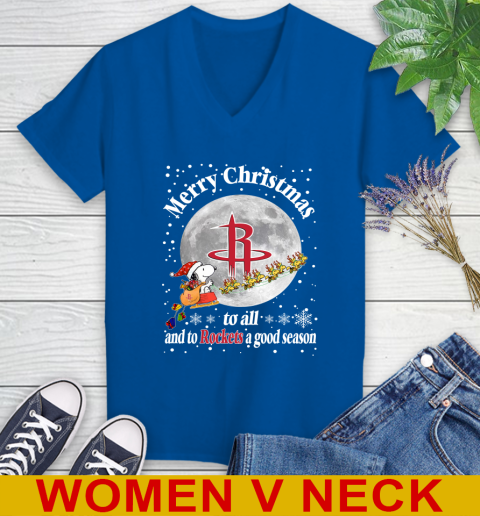 Houston Rockets Merry Christmas To All And To Rockets A Good Season NBA Basketball Sports Women's V-Neck T-Shirt 9