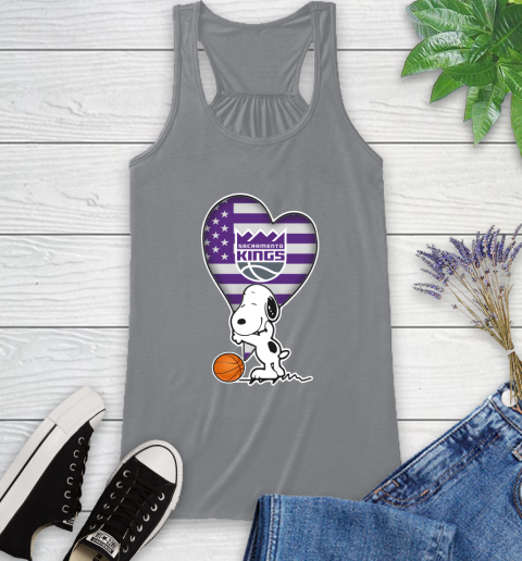 Sacramento Kings NBA Basketball The Peanuts Movie Adorable Snoopy Racerback Tank 5