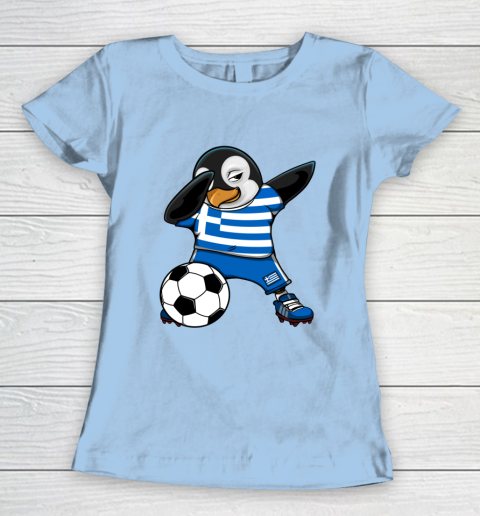 Dabbing Penguin Greece Soccer Fans Jersey Football Lovers Women's T-Shirt 4