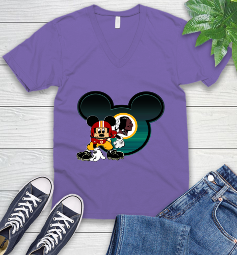 NFL Washington Redskins Mickey Mouse Disney Football T Shirt V-Neck T-Shirt 10