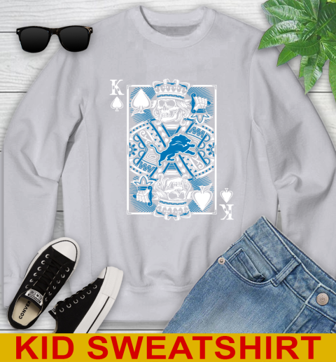 Detroit Lions NFL Football The King Of Spades Death Cards Shirt Youth Sweatshirt 3