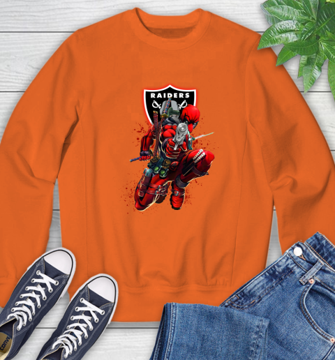 NFL Deadpool Marvel Comics Sports Football Oakland Raiders Sweatshirt 4