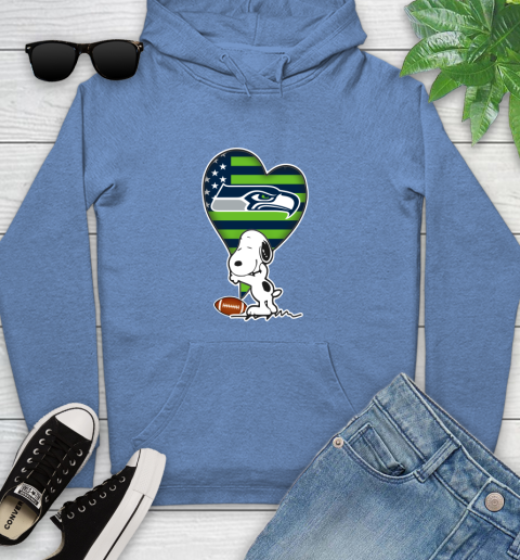 Seattle Seahawks NFL Football The Peanuts Movie Adorable Snoopy Youth Hoodie 12