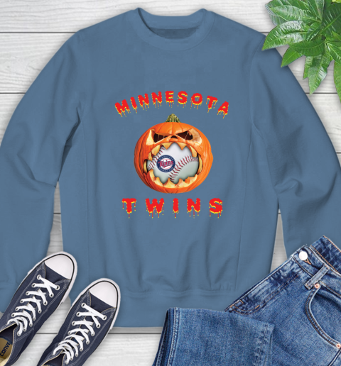 MLB Minnesota Twins Halloween Pumpkin Baseball Sports Sweatshirt 7