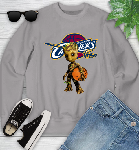 Cleveland Cavaliers NBA Basketball Groot Marvel Guardians Of The Galaxy Youth Sweatshirt 4