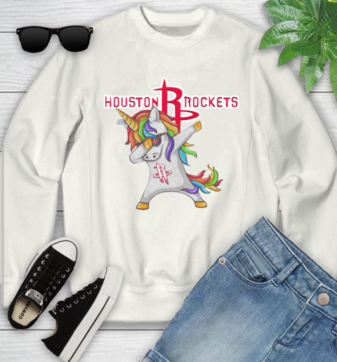 Houston Rockets NBA Basketball Funny Unicorn Dabbing Sports Youth Sweatshirt