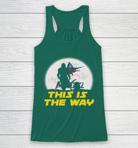 Miami Marlins MLB Baseball Star Wars Yoda And Mandalorian This Is The Way Racerback Tank 5