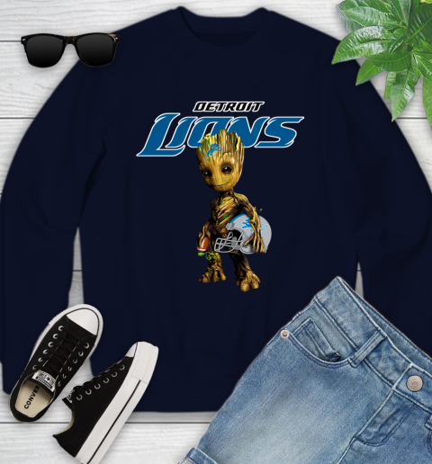 Detroit Lions NFL Football Groot Marvel Guardians Of The Galaxy Youth Sweatshirt 3