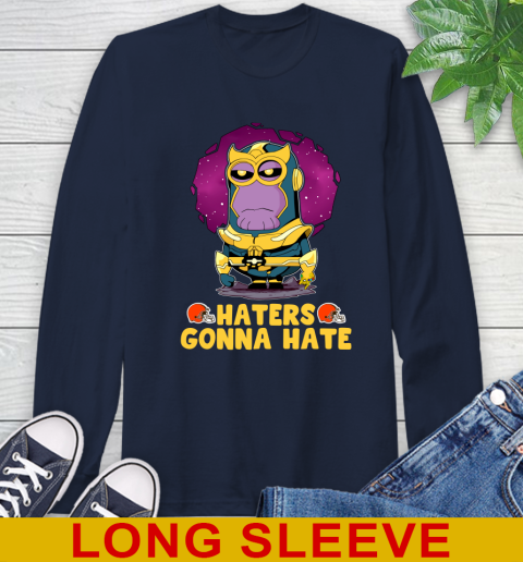 NFL Football Cleveland Browns Haters Gonna Hate Thanos Minion Marvel Shirt Long Sleeve T-Shirt 4