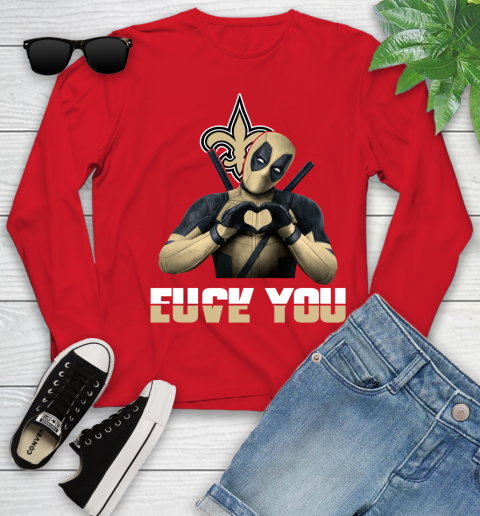 NHL New Orleans Saints Deadpool Love You Fuck You Football Sports Youth Long Sleeve 11