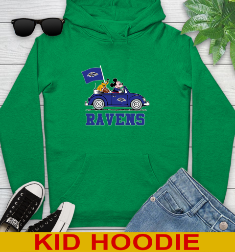 NFL Football Baltimore Ravens Pluto Mickey Driving Disney Shirt Youth Hoodie 8